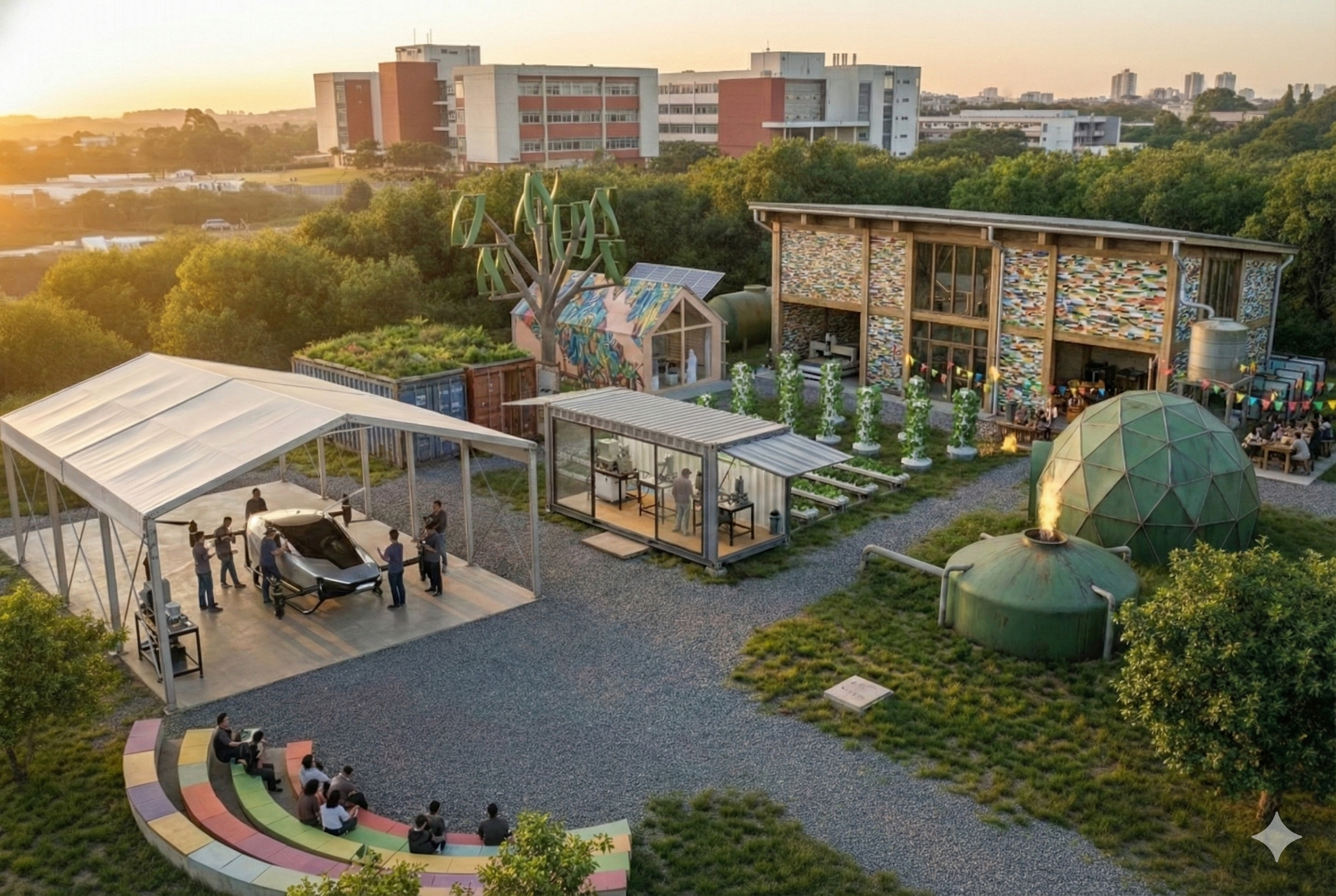 Imagem conceitual de eco parque modular